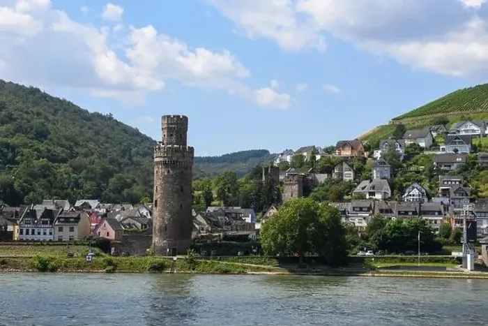 Framed Print : Oberwesel, Germany - 20 July 2024: drone view at the village of Oberwesel on Germany Framed Print : Oberwesel, Germany - 20 July 2024: drone view at the village of Oberwesel on Germany