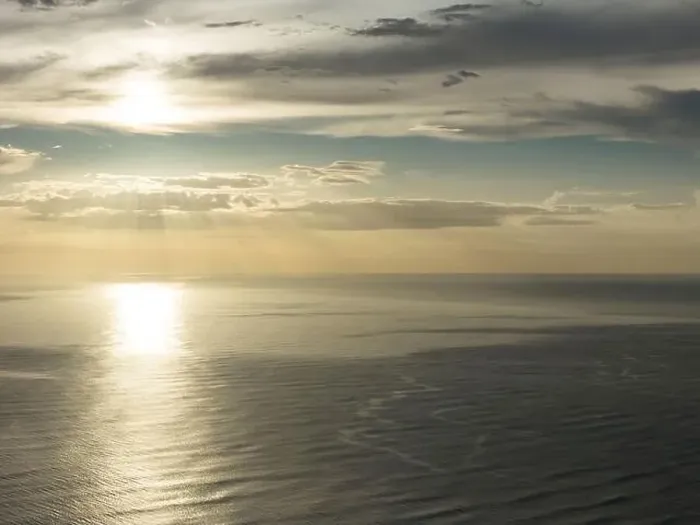 Framed Print : Ocean surface landscape with sunset aerial drone view Framed Print : Ocean surface landscape with sunset aerial drone view