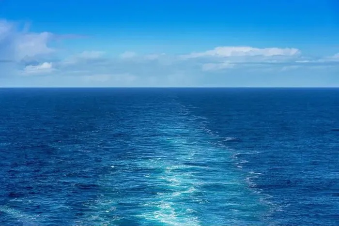 Framed Print : Ocean view from the stern of a cruise ship with the ship's wake