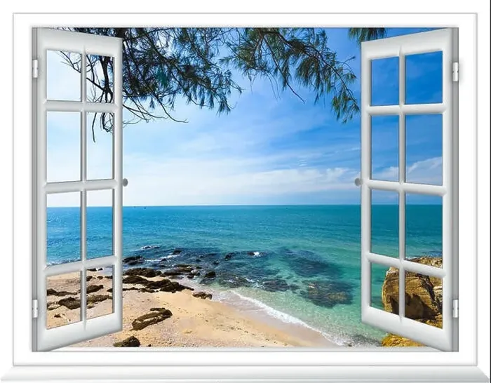 Framed Print : Ocean view window open Framed Print : Ocean view window open