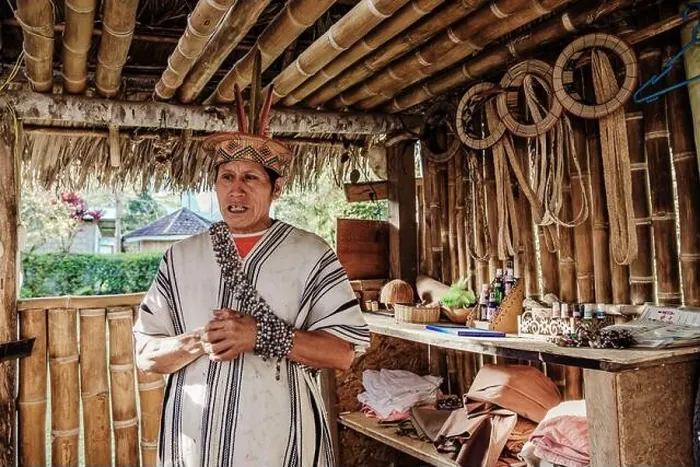 Framed Print : October 28, 2019, Peru. Peruvian jungle man wise in natural medicine, from the community of Yaneshas, Oxapampa