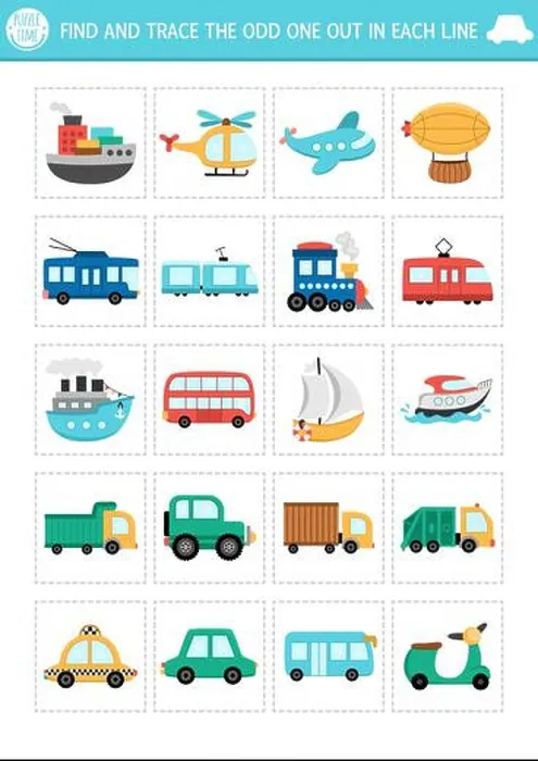 Framed Print : Find the odd one out. Transportation logical activity for kids Framed Print : Find the odd one out. Transportation logical activity for kids