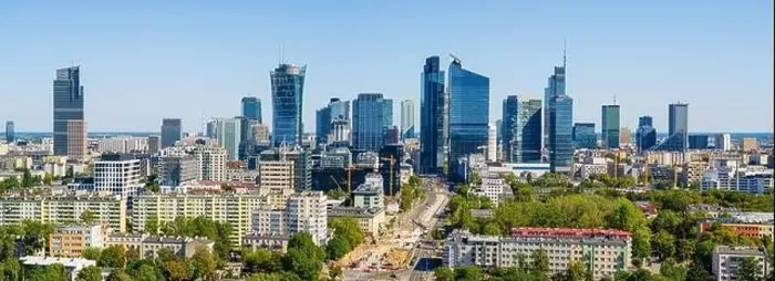Framed Print : Office district around Daszynskiego roundabout called new Mordor, Warsaw skyline aerial image Framed Print : Office district around Daszynskiego roundabout called new Mordor, Warsaw skyline aerial image