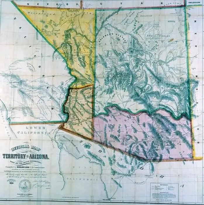 Framed Print : Official map of the Territory of Arizona 1864 Framed Print : Official map of the Territory of Arizona 1864