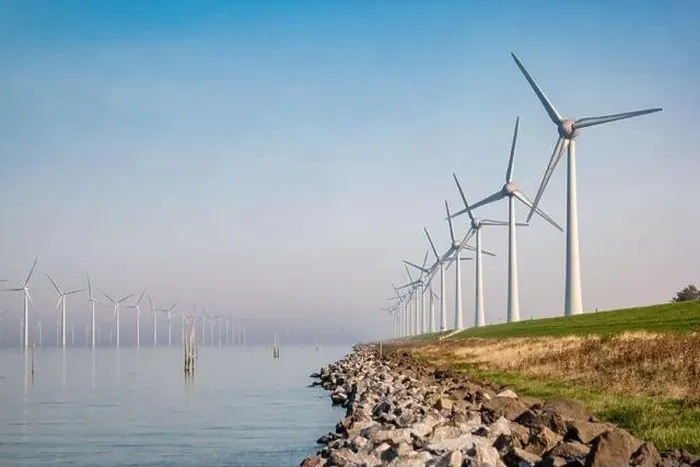 Framed Print : offshore windmill park with clouds and a blue sky, windmill park in the ocean drone aerial view with wind turbine Framed Print : offshore windmill park with clouds and a blue sky, windmill park in the ocean drone aerial view with wind turbine