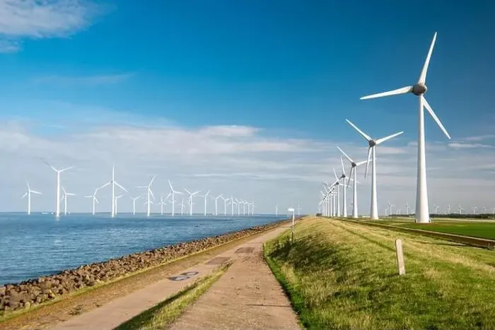 Framed Print : offshore windmill park with clouds and a blue sky, windmill park in the ocean drone aerial view with wind turbine Framed Print : offshore windmill park with clouds and a blue sky, windmill park in the ocean drone aerial view with wind turbine
