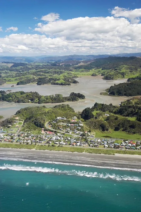 Framed Print : Ohope Beach and Ohiwa Harbour, Bay of Plenty, North Island, New Zealand - aerial