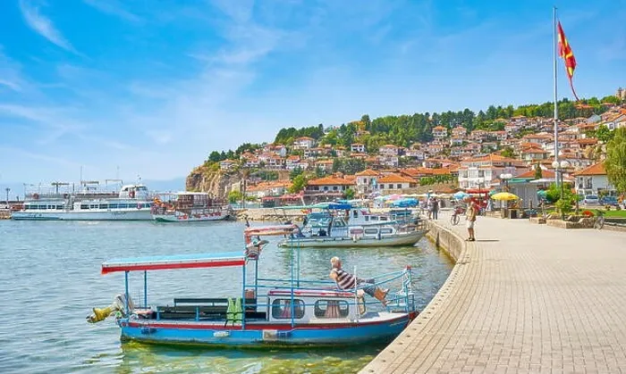 Framed Print : Ohrid Lake promenade, Ohrid city, Macedonia Framed Print : Ohrid Lake promenade, Ohrid city, Macedonia