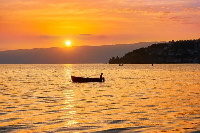 Framed Print : Ohrid Lake at sunset time, Macedonia Framed Print : Ohrid Lake at sunset time, Macedonia