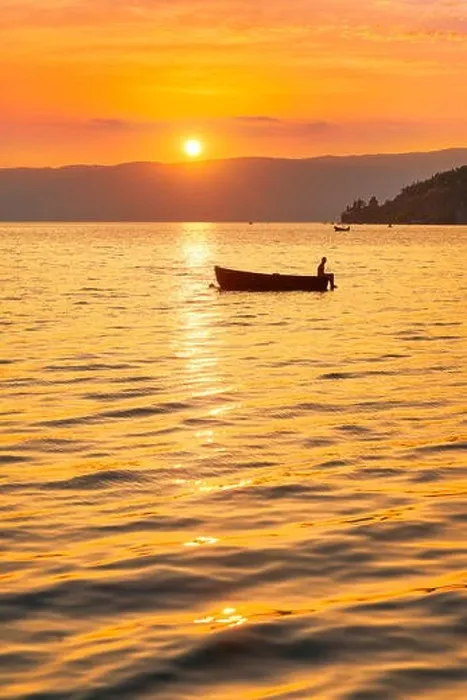 Framed Print : Ohrid Lake at sunset time, Macedonia Framed Print : Ohrid Lake at sunset time, Macedonia