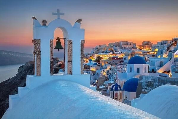 Oia, Santorini. Image of famous cyclades village Oia located at the island of Santorini, South Aegean, Greece