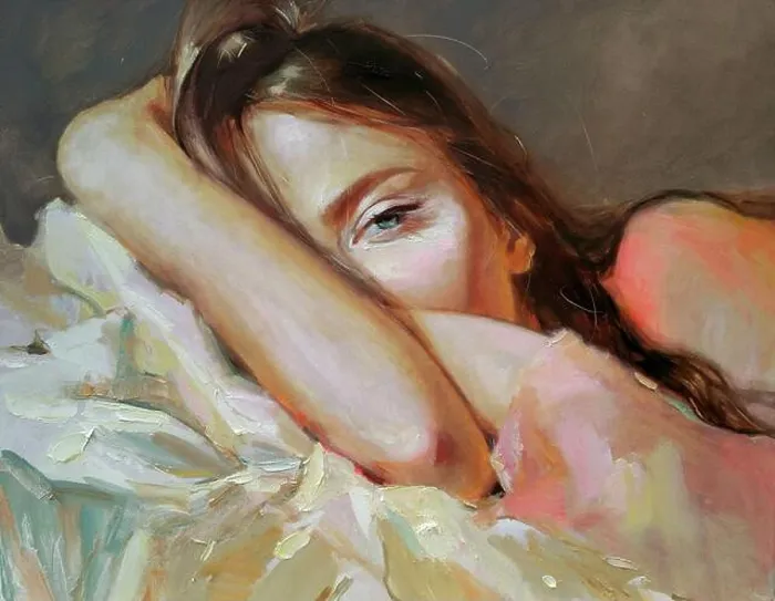 Framed Print : Oil painting on canvas, woman portrait Framed Print : Oil painting on canvas, woman portrait
