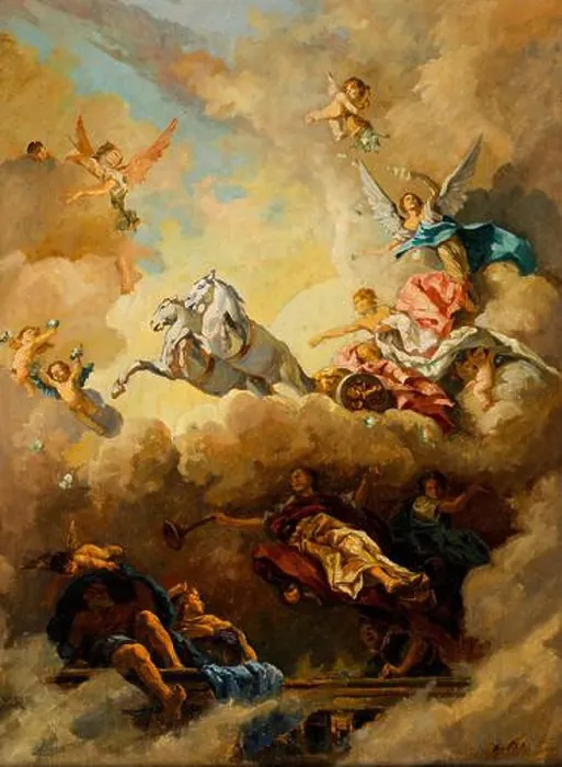 Framed Print : This oil sketch titled Apollo im Sonnenwagen (Apollo in the Sun Chariot) was created around 1900 Framed Print : This oil sketch titled Apollo im Sonnenwagen (Apollo in the Sun Chariot) was created around 1900