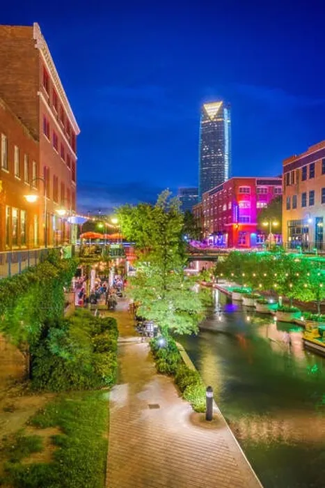 Framed Print : Oklahoma City, Oklahoma, USA cityscape in Bricktown at dusk Framed Print : Oklahoma City, Oklahoma, USA cityscape in Bricktown at dusk