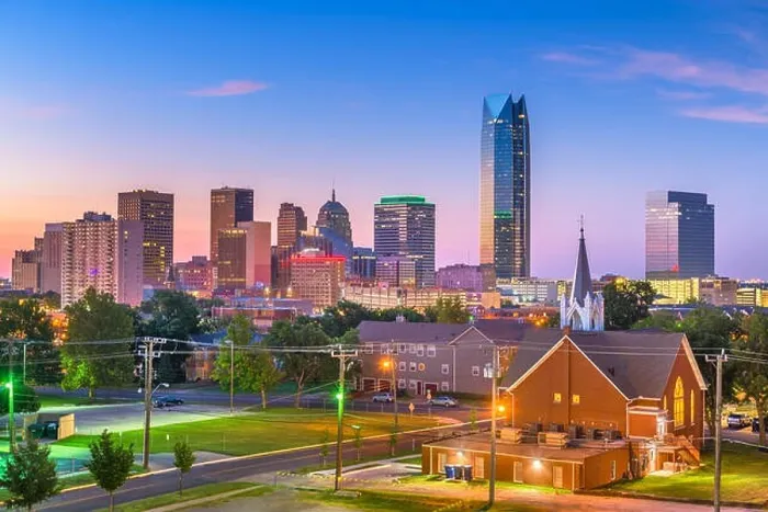 Framed Print : Oklahoma City, Oklahoma, USA downtown skyline at twilight Framed Print : Oklahoma City, Oklahoma, USA downtown skyline at twilight