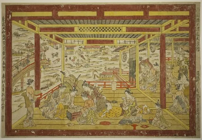 Framed Print : Okumura Masanobu. Enjoying the Evening Cool near Ryogoku Bridge (Ryogoku bashi yusuzumi uki-e) Framed Print : Okumura Masanobu. Enjoying the Evening Cool near Ryogoku Bridge (Ryogoku bashi yusuzumi uki-e)