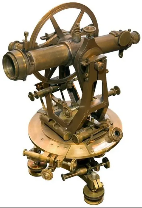 Framed Print : Old brass theodolite isolated with clipping path Framed Print : Old brass theodolite isolated with clipping path