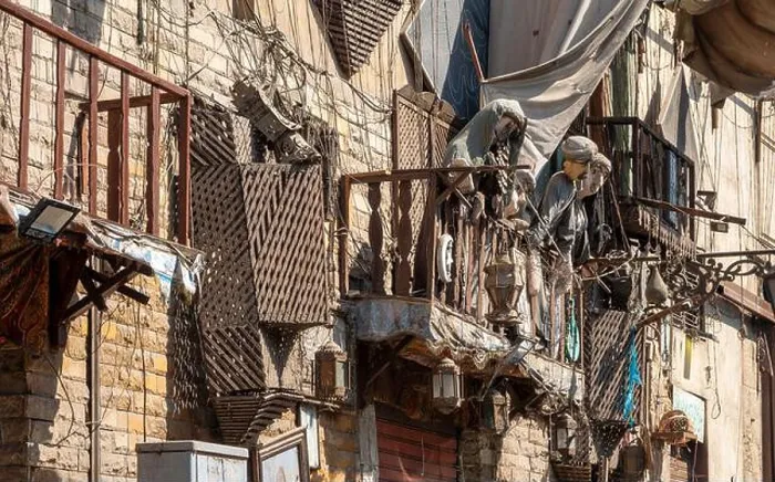 Framed Print : Old Cairo Street Scene with bizarre hanging marionettes and oddments Framed Print : Old Cairo Street Scene with bizarre hanging marionettes and oddments