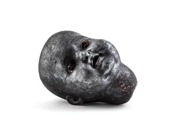 Framed Print : Old creepy doll head on white background with clipping path Framed Print : Old creepy doll head on white background with clipping path