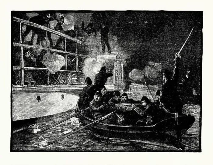 Framed Print : An old engraving of the capture of the ‘Caroline in the Niagara River on the USA / Canada border in 1837 Framed Print : An old engraving of the capture of the ‘Caroline in the Niagara River on the USA / Canada border in 1837