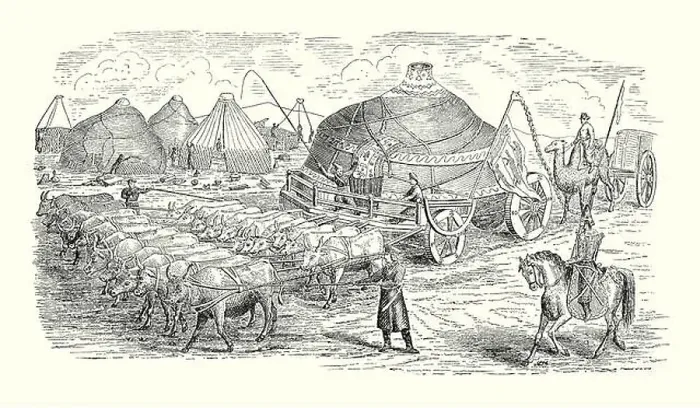 Framed Print : An old engraving of a massive ‘Scythian wagon pulled by 22 oxen and carrying a moveable felt-covered dwelling Framed Print : An old engraving of a massive ‘Scythian wagon pulled by 22 oxen and carrying a moveable felt-covered dwelling