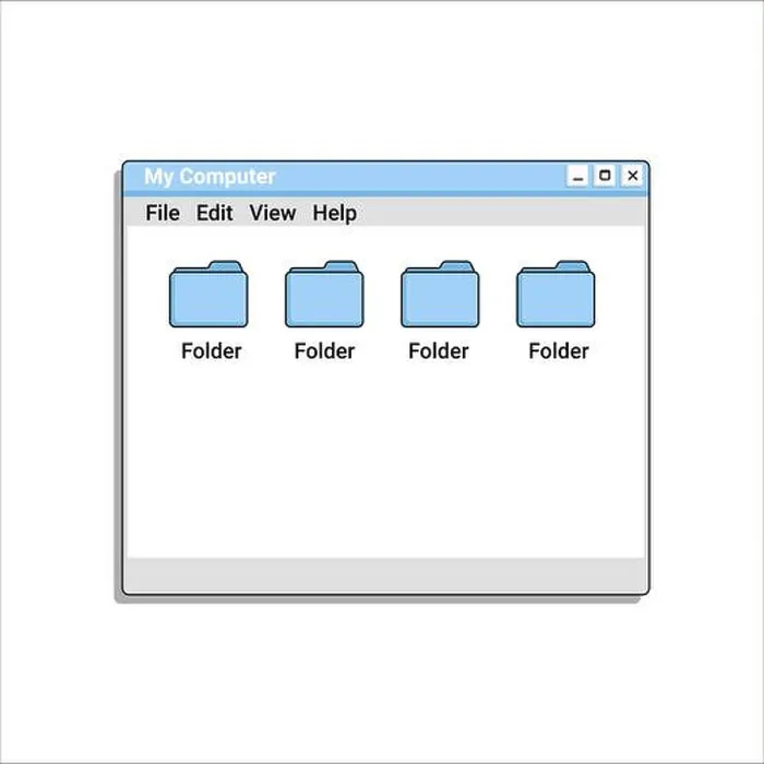 Framed Print : Old file explorer program in blue color with files and folders Framed Print : Old file explorer program in blue color with files and folders