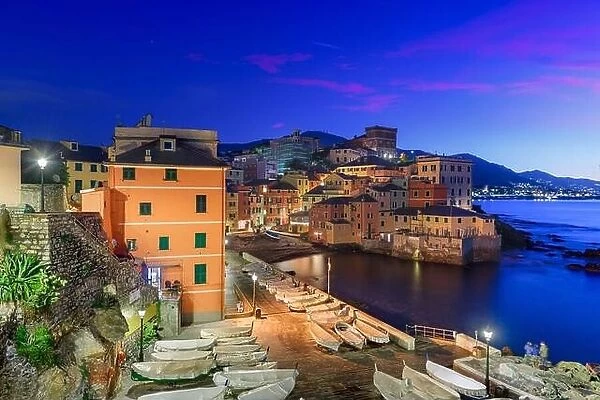 The old fishing village of Boccadasse, Genoa, Italy at dawn