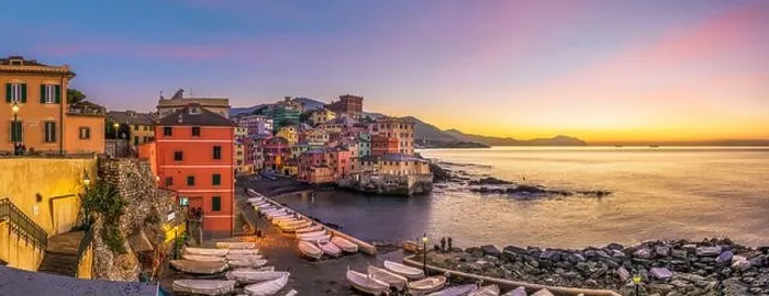 Framed Print : The old fishing village of Boccadasse, Genoa, Italy at dawn Framed Print : The old fishing village of Boccadasse, Genoa, Italy at dawn