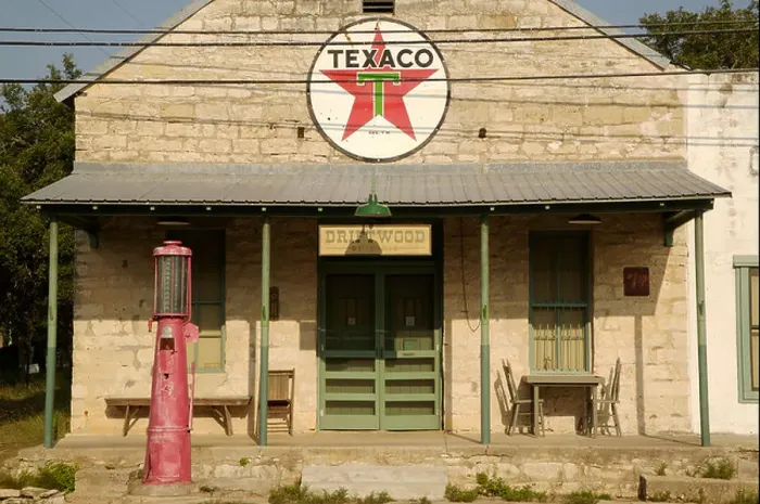 Framed Print : Old general store at Driftwood Texas southwest of Austin Texas in the Hill Country Built in the 19th Century of blocks