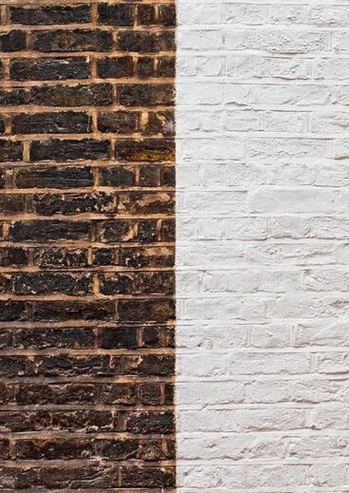 Framed Print : Old grunge brick texture background with new bricks mixed in half