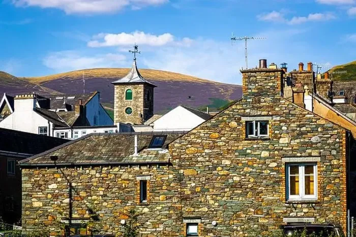 Framed Print : Old houses in Keswick in Lake District, a region and national park in Cumbria in northwest England