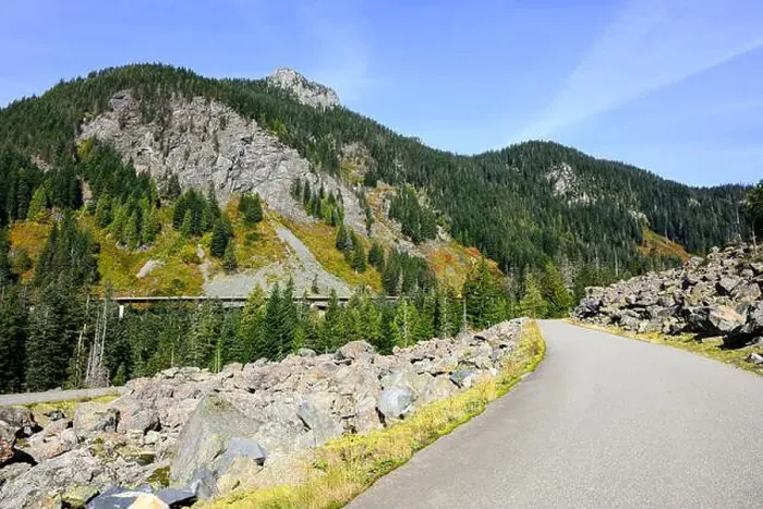 Framed Print : Old road climbing Snoqualmie Pass as National Forest NF 58 an alternative to Interstate 90 over a rocky mountainside Framed Print : Old road climbing Snoqualmie Pass as National Forest NF 58 an alternative to Interstate 90 over a rocky mountainside