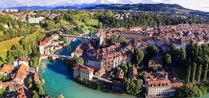 Framed Print : Old town of Bern - capital city of Switzerland. aerial panoramic drone view. Swiss travel destinations Framed Print : Old town of Bern - capital city of Switzerland. aerial panoramic drone view. Swiss travel destinations