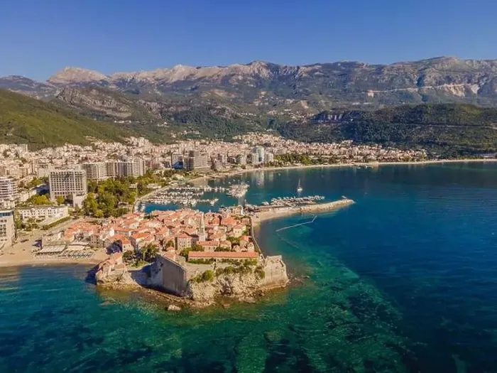 Framed Print : Old town in Budva in a beautiful summer day, Montenegro. Aerial image. Top view Framed Print : Old town in Budva in a beautiful summer day, Montenegro. Aerial image. Top view