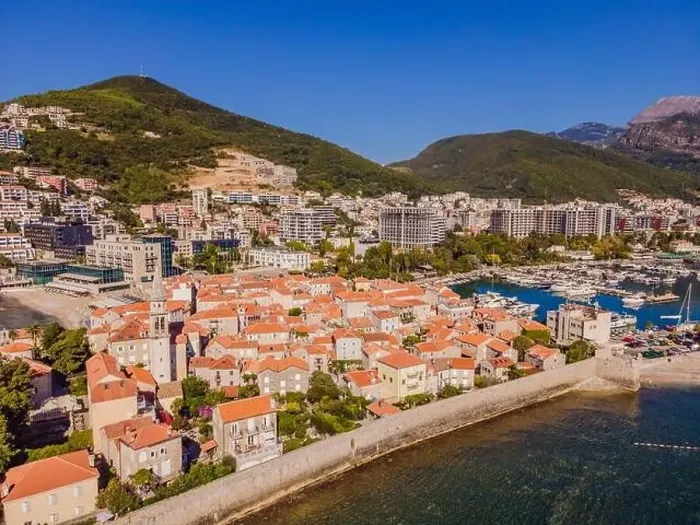 Framed Print : Old town in Budva in a beautiful summer day, Montenegro. Aerial image. Top view Framed Print : Old town in Budva in a beautiful summer day, Montenegro. Aerial image. Top view