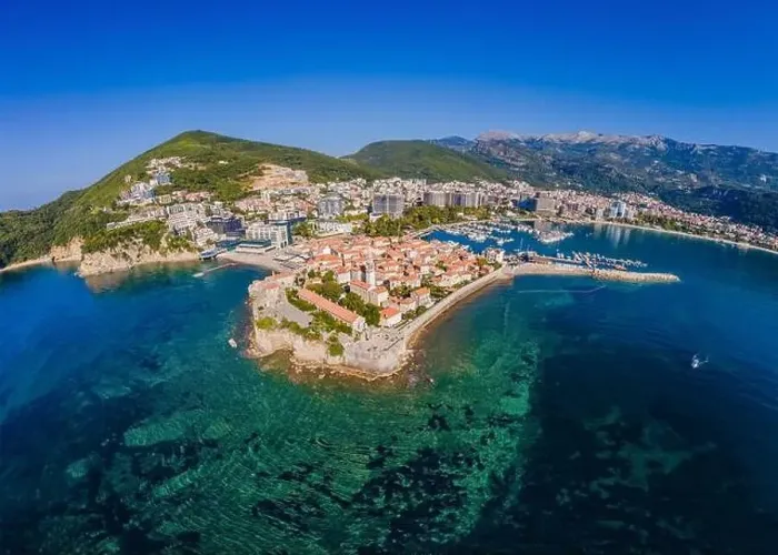 Framed Print : Old town in Budva in a beautiful summer day, Montenegro. Aerial image. Top view Framed Print : Old town in Budva in a beautiful summer day, Montenegro. Aerial image. Top view