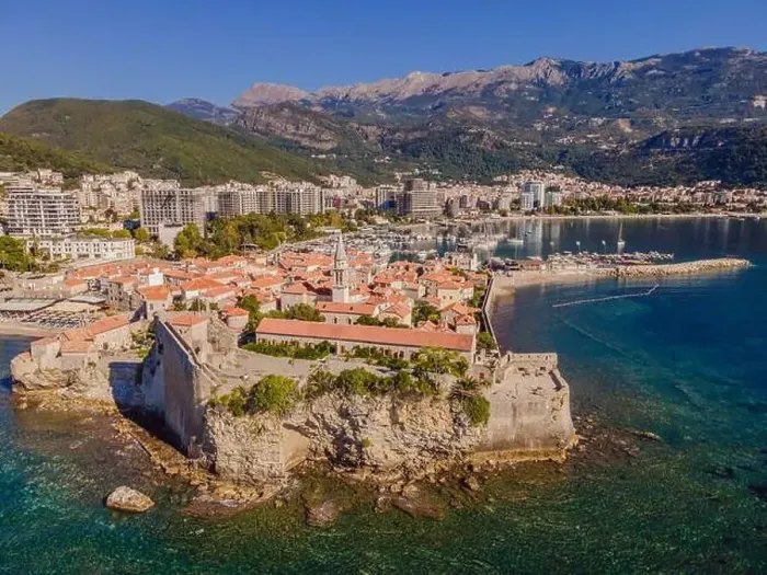 Framed Print : Old town in Budva in a beautiful summer day, Montenegro. Aerial image. Top view Framed Print : Old town in Budva in a beautiful summer day, Montenegro. Aerial image. Top view