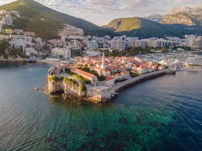 Framed Print : Old town in Budva in a beautiful summer day, Montenegro. Aerial image. Top view Framed Print : Old town in Budva in a beautiful summer day, Montenegro. Aerial image. Top view