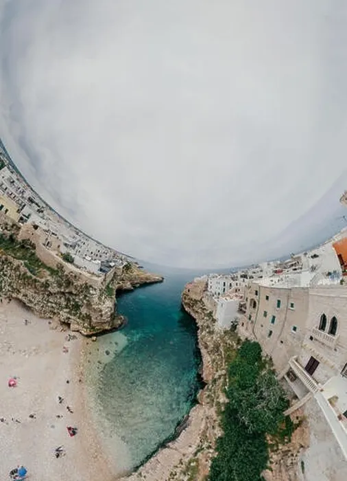 Framed Print : Old white city near blue the Sea Polignano Apulia Coastline blue in Italy Drone 360 vr Framed Print : Old white city near blue the Sea Polignano Apulia Coastline blue in Italy Drone 360 vr