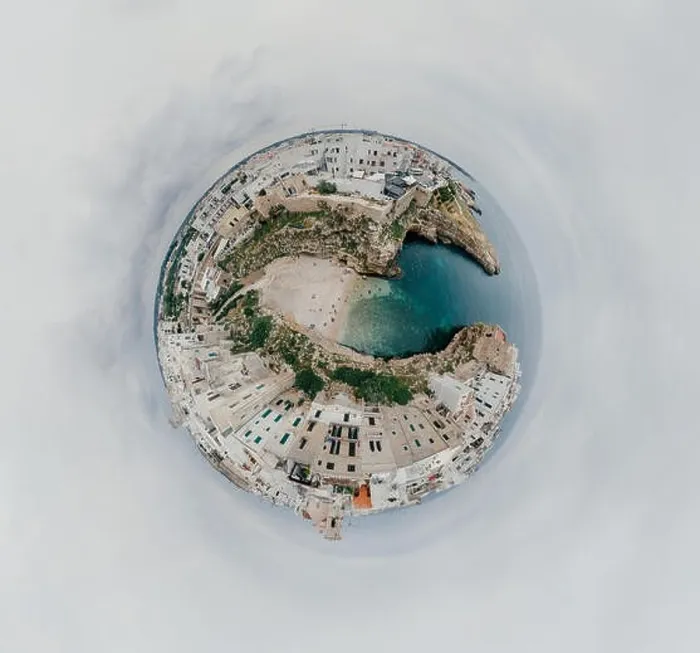 Framed Print : Old white city near blue the Sea Polignano Apulia Coastline blue in Italy Drone 360 vr Framed Print : Old white city near blue the Sea Polignano Apulia Coastline blue in Italy Drone 360 vr