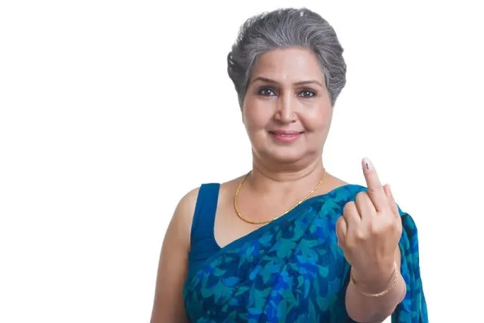 Framed Print : Old woman with voters mark on finger Framed Print : Old woman with voters mark on finger