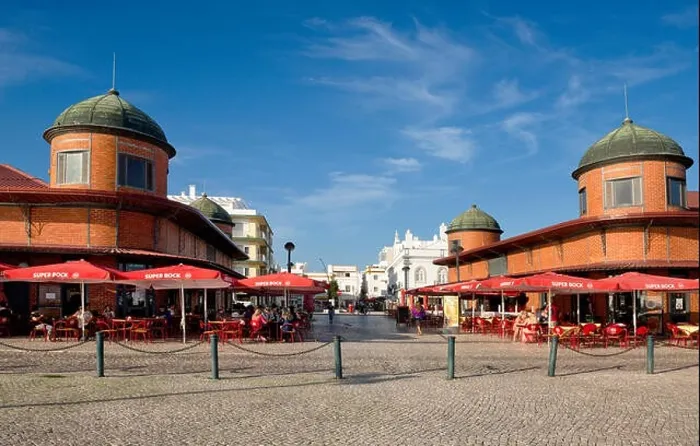 Framed Print : Olhão, the old market buildings and cafés Framed Print : Olhão, the old market buildings and cafés