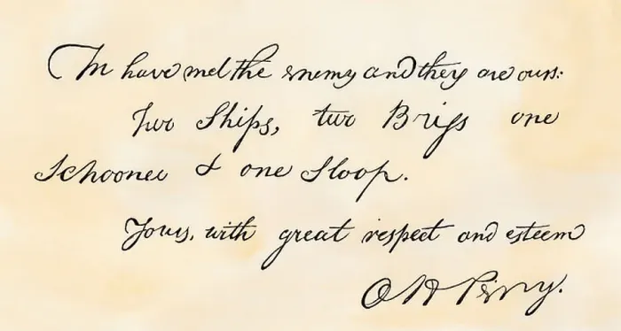 Framed Print : Oliver H. Perry's note proclaiming his Lake Erie victory: We have met the enemy and they are ours Framed Print : Oliver H. Perry's note proclaiming his Lake Erie victory: We have met the enemy and they are ours