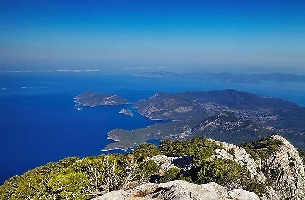 Oludeniz coast, Fethiye, Turkey, view from Babadag mountain, very popular place for paragliding