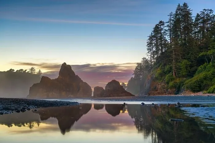 Framed Print : Olympic National Park, Washington, USA at Ruby Beach at dusk Framed Print : Olympic National Park, Washington, USA at Ruby Beach at dusk