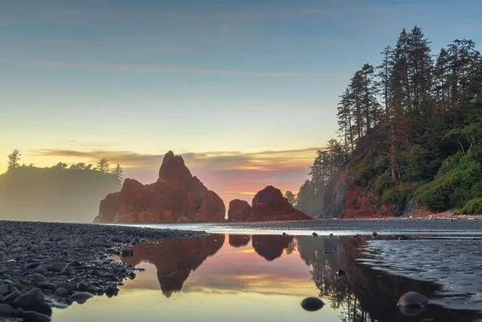 Framed Print : Olympic National Park, Washington, USA at Ruby Beach at dusk Framed Print : Olympic National Park, Washington, USA at Ruby Beach at dusk