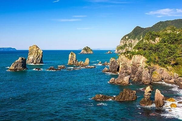 Omijima Island, Yamaguchi, Japan rocky coast on the Sea of Japan