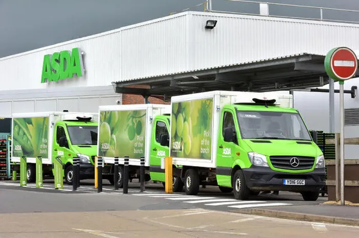Framed Print : Online home delivery Asda trucks queue outside the Asda supermarket in Wheatley Framed Print : Online home delivery Asda trucks queue outside the Asda supermarket in Wheatley