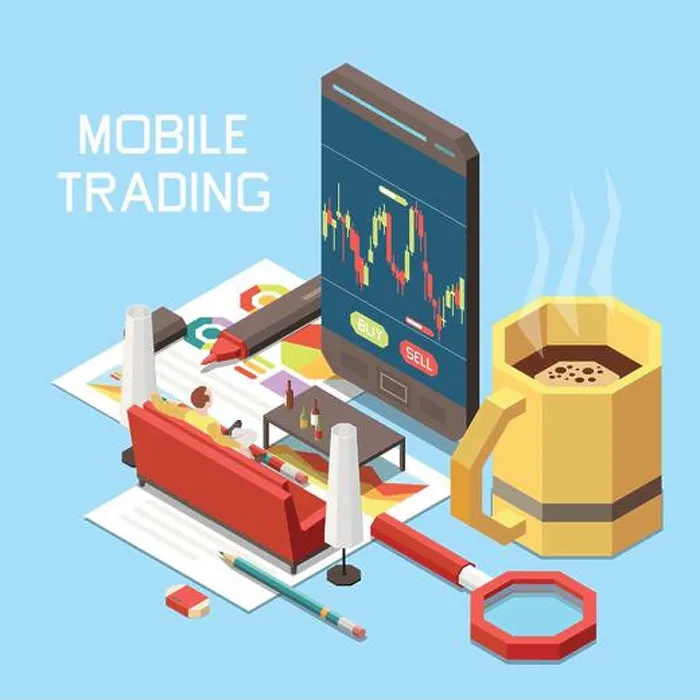 Framed Print : Online trading isometric concept with man sitting on sofa at home and smartphone 3d vector illustration Framed Print : Online trading isometric concept with man sitting on sofa at home and smartphone 3d vector illustration