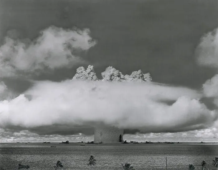 Framed Print : Operation Crossroads BAKER was suspended beneath landing craft LSM-60 anchored in the midst of the target fleet Framed Print : Operation Crossroads BAKER was suspended beneath landing craft LSM-60 anchored in the midst of the target fleet